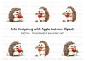 Cute Hedgehog with Apple Clipart Bundle