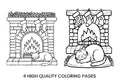 Christmas Fireplace Cat Coloring Books