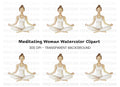 Meditating Woman Yoga Pose Clipart Bundle