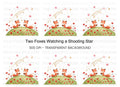 Cute Foxes Under Shooting Star Clipart Bundle