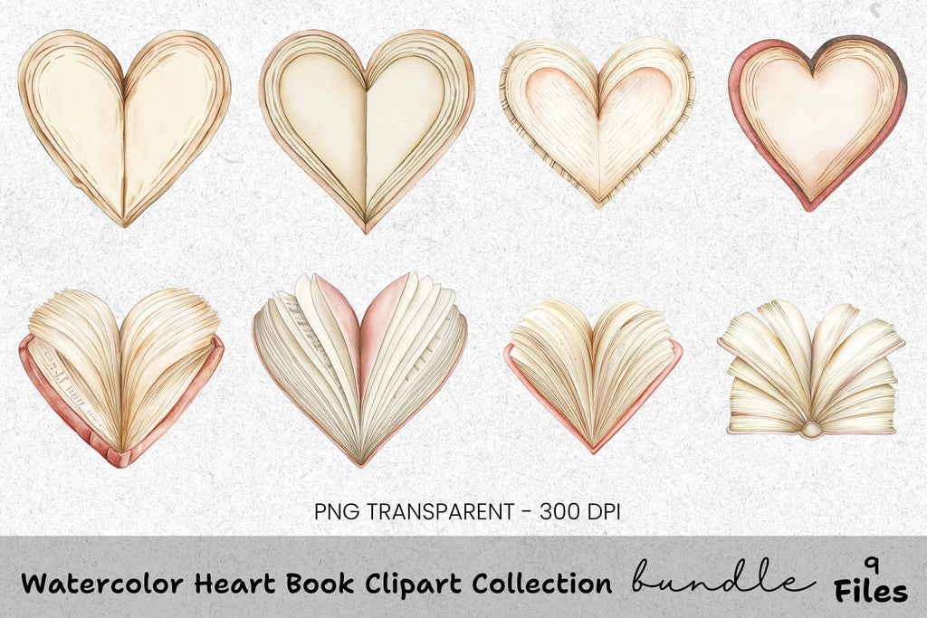 Heart Book Clipart Bundle