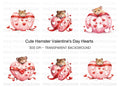 Cute Hamsters in Valentine Hearts Clipart Bundle