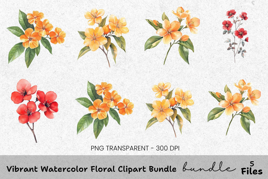 Vibrant Floral Clipart Bundle