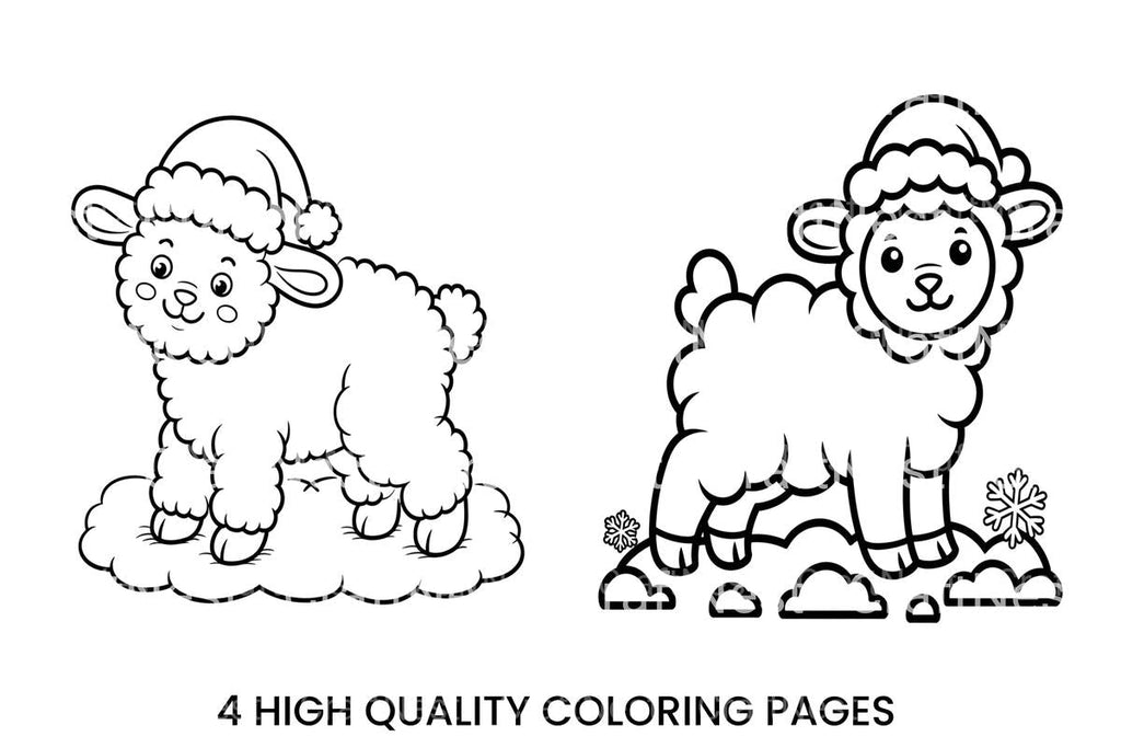 Cute Lambs Christmas Coloring Books