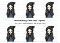 Cute Goth Girl with Beanie Clipart Bundle