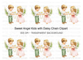Sweet Angel Children Daisy Chain Clipart Bundle