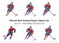 Red Hockey Team Action Clipart Bundle