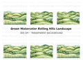 Green Rolling Hills Landscape Clipart Bundle