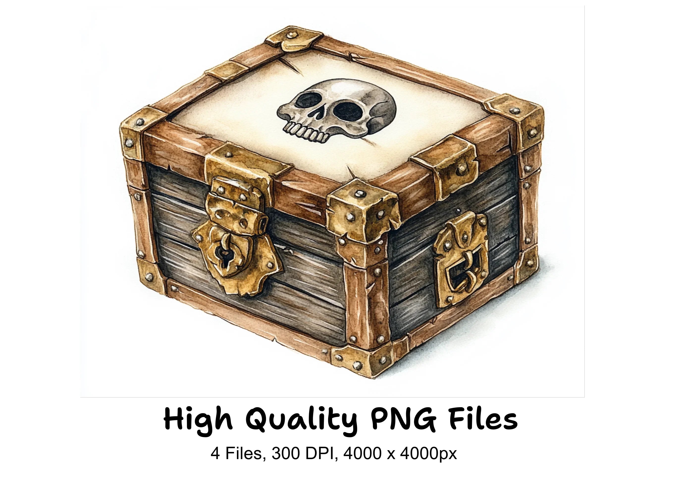Pirate Treasure Chests with Skulls Clipart Bundle