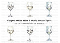 Wine Glasses with Musical Notes Clipart Bundle