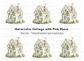 Charming Rose Covered Cottage Clipart Bundle