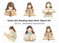 Girls Reading Books Clipart Bundle