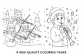 Cute Flutist Christmas Coloring Books