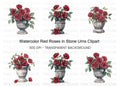 Elegant Red Rose Urn Clipart Bundle