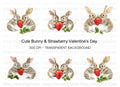 Cute Bunny Strawberry Clipart Bundle