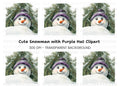 Cute Snowman Peeking Winter Clipart Bundle