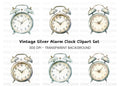 Rustic Silver Alarm Clock Clipart Bundle