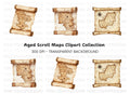 Vintage Scroll Map Clipart Bundle