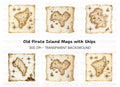 Vintage Treasure Island Map Clipart Bundle