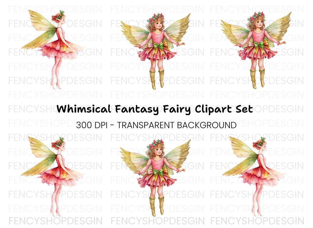 Elegant Christmas Fairy Clipart Bundle