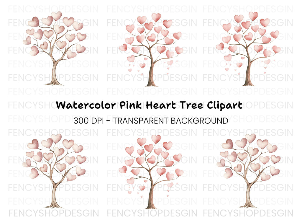 Heart Trees Clipart Bundle