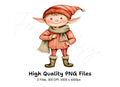 Red Christmas Elves Clipart Bundle