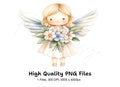 Praying Angel with Flowers Clipart Bundle