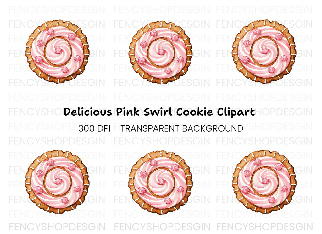 Sweet Pink Swirl Cookie Clipart Bundle