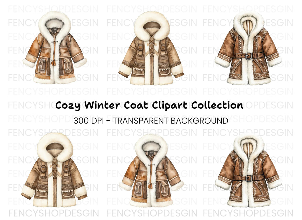 Cozy Winter Coat Clipart Bundle