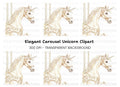 Elegant Carousel Unicorn Clipart Bundle