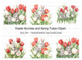 Baby Bunnies in Tulip Garden Clipart Bundle