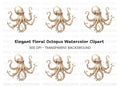 Elegant Floral Octopus Clipart Bundle