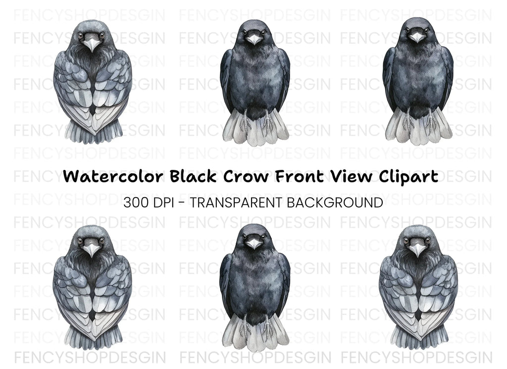 Front Facing Crow Clipart Bundle