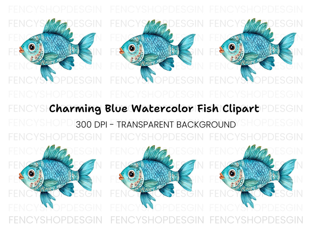 Blue Fish Clipart Bundle