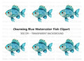 Blue Fish Clipart Bundle