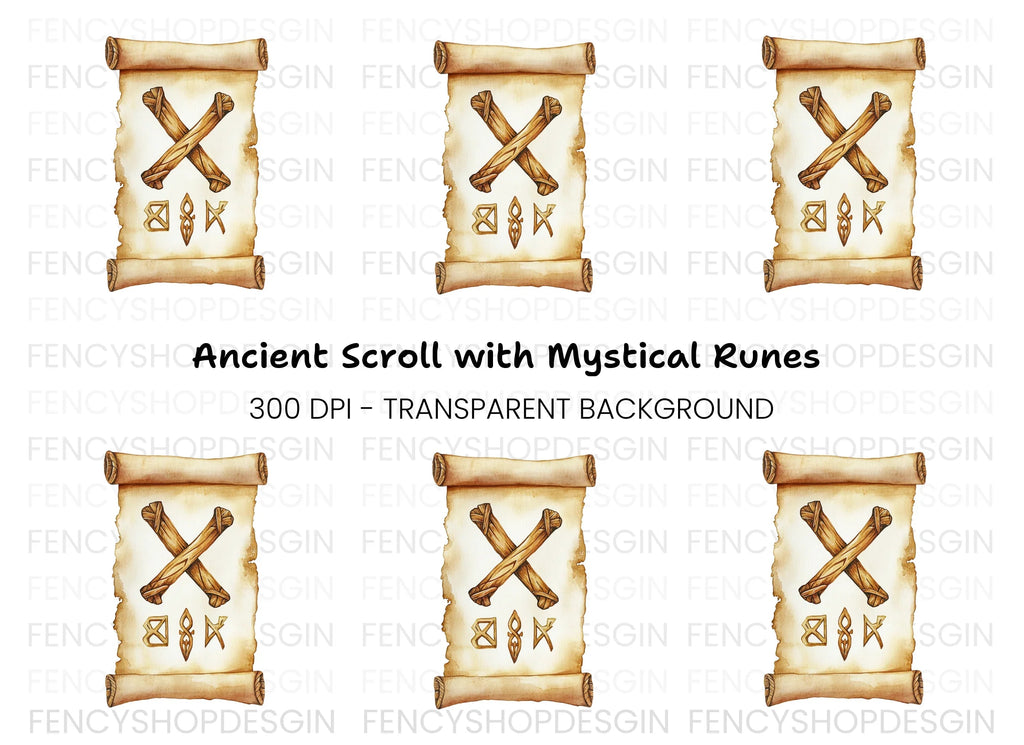 Ancient Runic Scroll Clipart Bundle