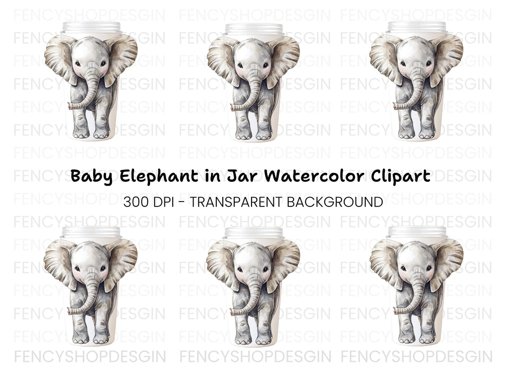 Elephant Tumbler Clipart Bundle