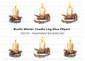 Winter Candle Pinecone Wood Slice Clipart Bundle