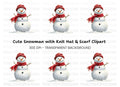 Cute Snowman with Beanie and Scarf Clipart Bundle