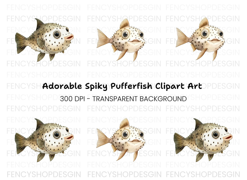 Cute Pufferfish Clipart Bundle