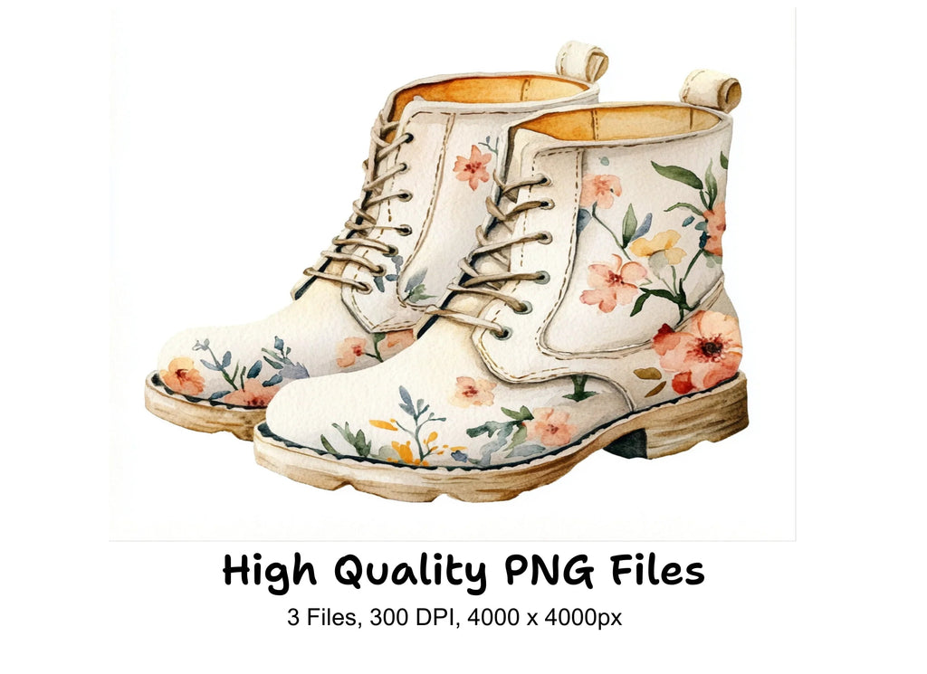 Floral Boots Clipart Bundle