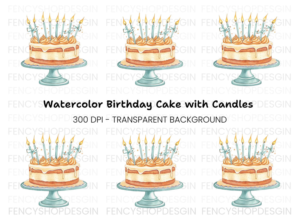 Birthday Cake with Candles Clipart Bundle