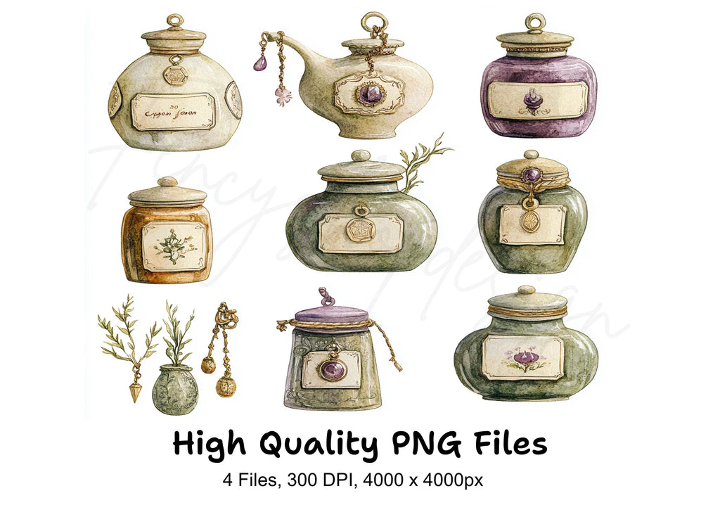 Vintage Potion Bottles Clipart Bundle