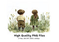 Cute Kids in Meadow Clipart Bundle