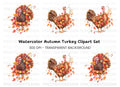 Thanksgiving Turkey Autumn Leaves Clipart Bundle