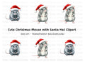 Christmas Mice with Santa Hats Clipart Bundle