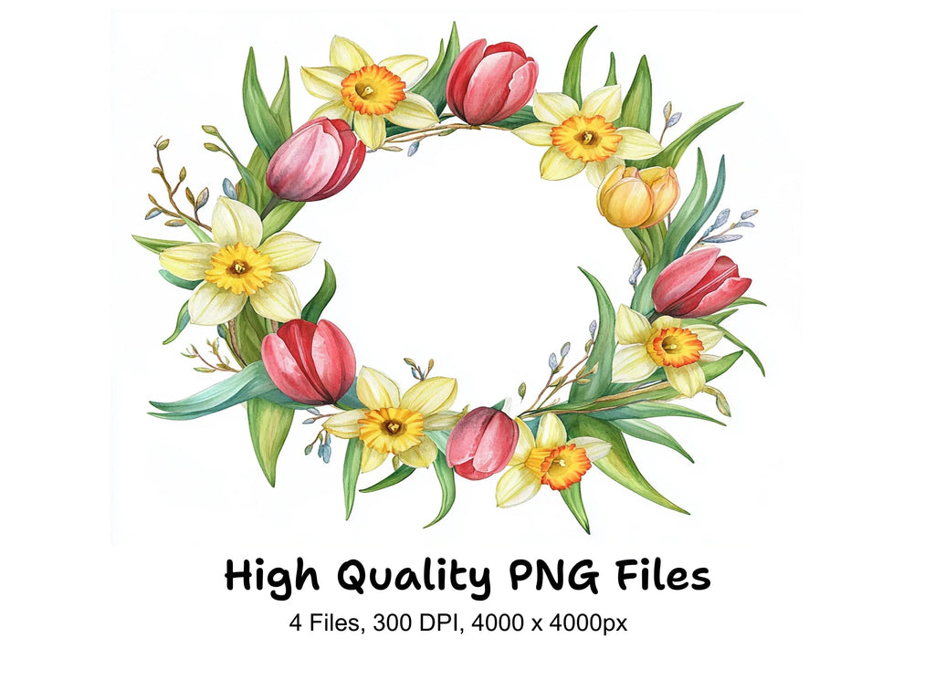 Spring Floral Wreaths Clipart Bundle