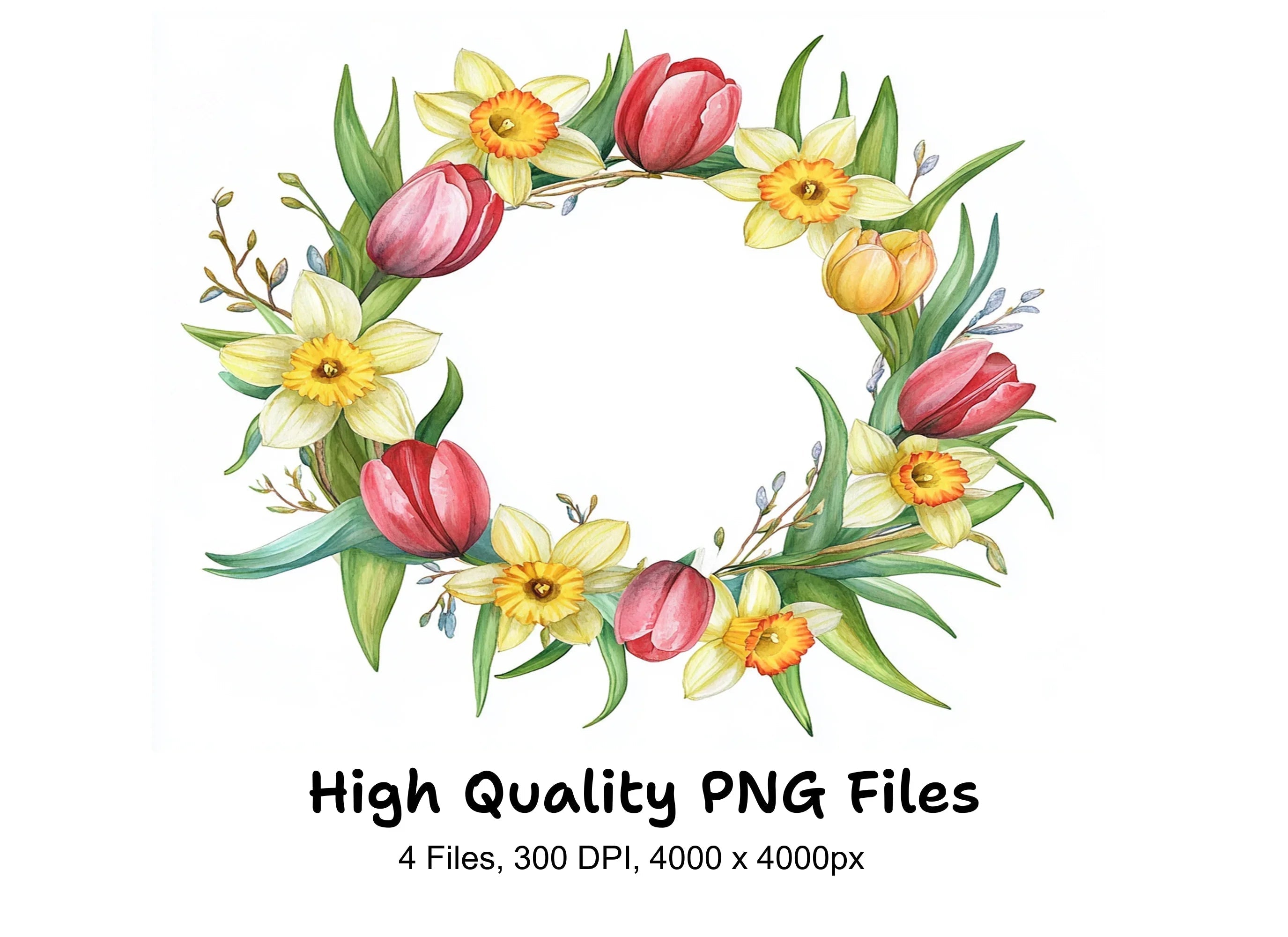 Spring Floral Wreaths Clipart Bundle
