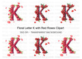 Floral Letter Red Roses Clipart Bundle
