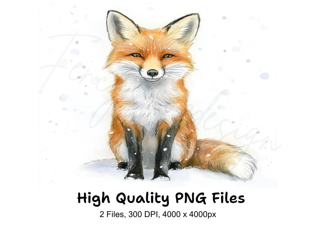 Cute Winter Fox Clipart Bundle